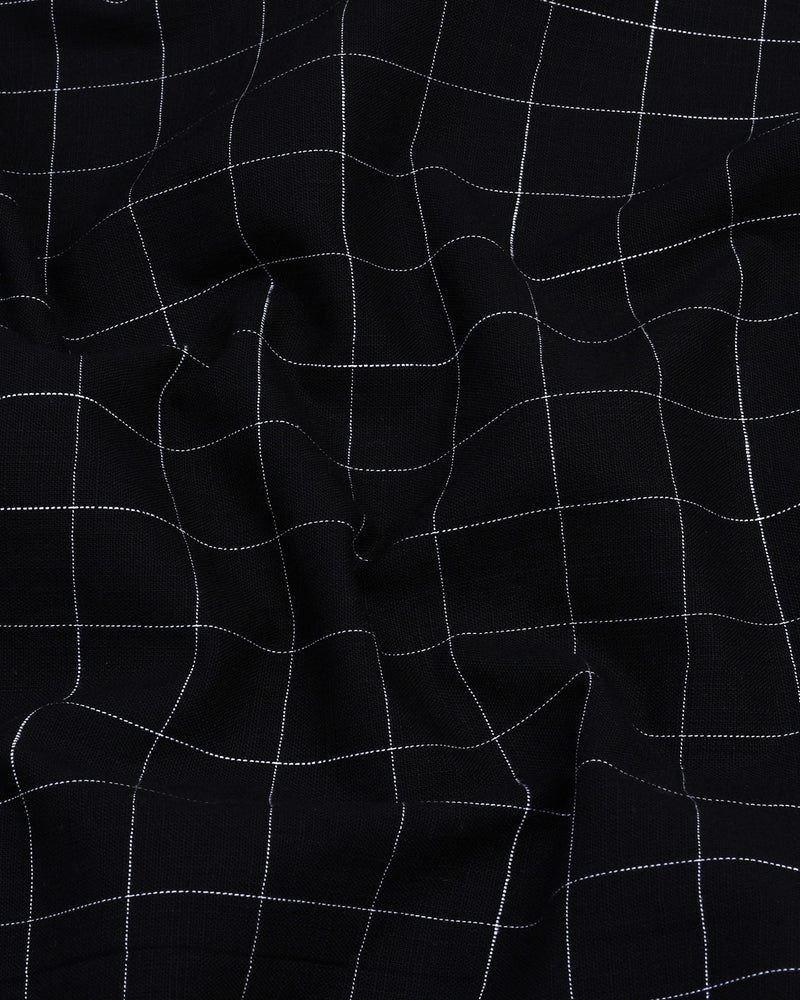 Bloro Black With White Thread Check Amsler Linen Shirt