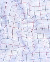 Octet Red With Blue Check White Amsler Linen Shirt