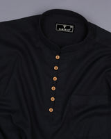 Syria Black Solid Dobby Cotton Shirt Style Kurta