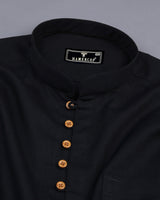 Syria Black Solid Dobby Cotton Shirt Style Kurta