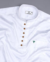 Spark Green With White Printed Satin Shirt Style Kurta