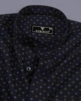 Vortex Black Small Polka Dot Printed Cotton Shirt