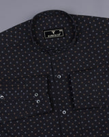 Vortex Black Small Polka Dot Printed Cotton Shirt