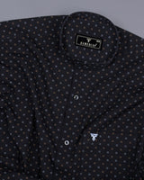 Vortex Black Small Polka Dot Printed Cotton Shirt