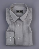 Steel Gray Soft Touch Satin Designer Tuxedo Shirt
