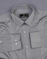 Steel Gray Soft Touch Satin Designer Tuxedo Shirt