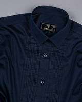 NavyBlue Soft Touch Satin Designer Tuxedo Shirt