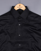 Midnight Black Soft Touch Satin Designer Tuxedo Shirt