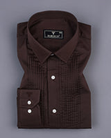 Chocolate Brown Soft Touch Satin Designer Tuxedo Shirt