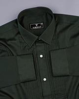 Pine Green Soft Touch Satin Designer Tuxedo Shirt