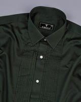 Pine Green Soft Touch Satin Designer Tuxedo Shirt