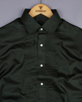 Pine Green Soft Touch Satin Designer Tuxedo Shirt