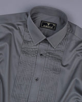 Charcoal Gray Soft Touch Satin Designer Tuxedo Shirt