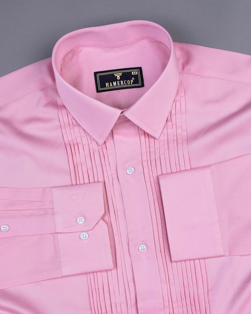 Light Pink Soft Touch Satin Designer Tuxedo Shirt