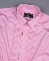 Light Pink Soft Touch Satin Designer Tuxedo Shirt