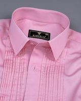 Light Pink Soft Touch Satin Designer Tuxedo Shirt