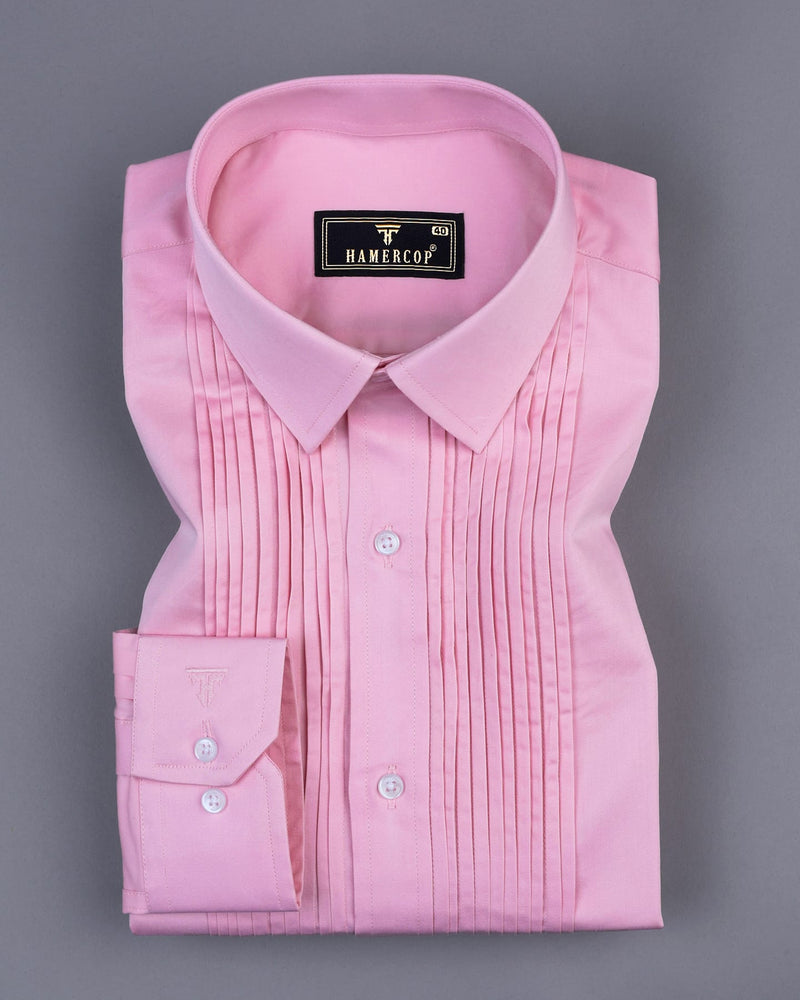 Light Pink Soft Touch Satin Designer Tuxedo Shirt