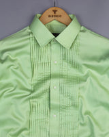 Pista Green Soft Touch Satin Designer Tuxedo Shirt