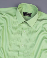 Pista Green Soft Touch Satin Designer Tuxedo Shirt