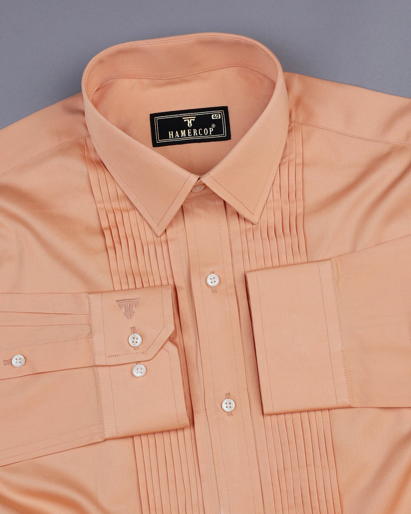 Pale Orange Soft Touch Satin Designer Tuxedo Shirt