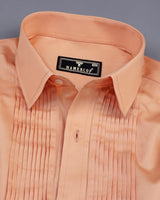 Pale Orange Soft Touch Satin Designer Tuxedo Shirt