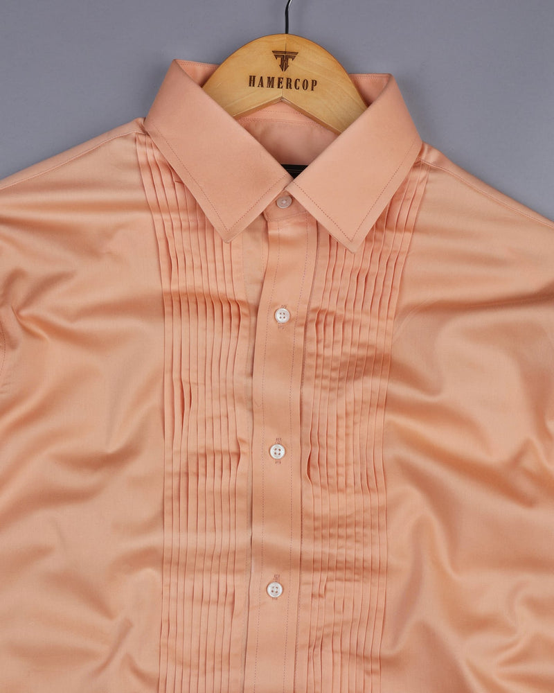 Pale Orange Soft Touch Satin Designer Tuxedo Shirt