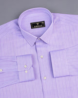 Pastel Purple Self Stripe Dobby Texture Cotton Shirt