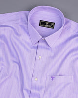 Pastel Purple Self Stripe Dobby Texture Cotton Shirt