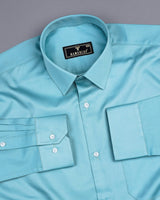 Beach Aqua Blue Soft Touch Satin Premium Cotton Shirt