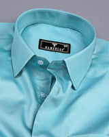 Beach Aqua Blue Soft Touch Satin Premium Cotton Shirt