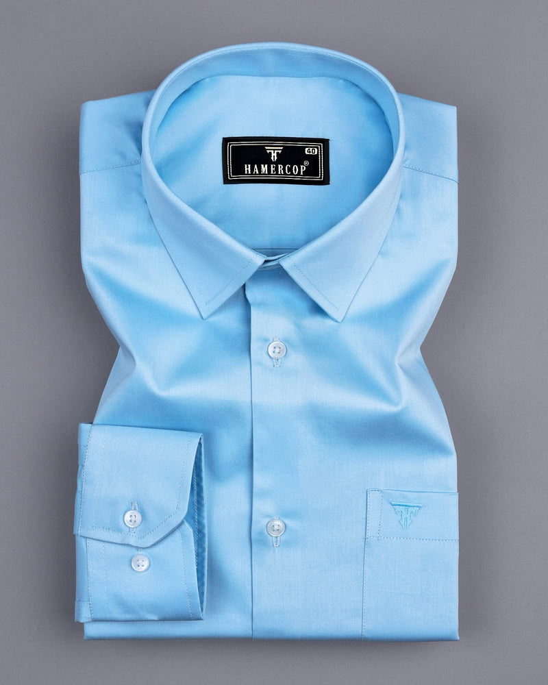 SkyBlue Soft Touch Satin Premium Cotton Shirt