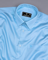 SkyBlue Soft Touch Satin Premium Cotton Shirt