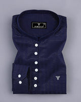 Panther Blue Wrex Weft Stripe Cotton Shirt Style Kurta