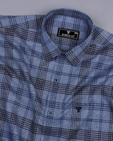 Pecan Blue Twill Check Cotton Shirt