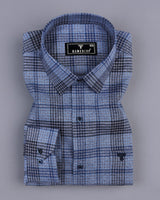 Pecan Blue Twill Check Cotton Shirt