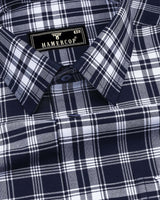 Chrom NavyBlue With White Check Oxford Cotton Formal Shirt