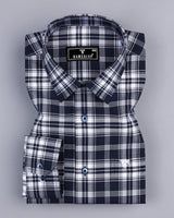 Chrom NavyBlue With White Check Oxford Cotton Formal Shirt