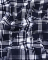 Chrom NavyBlue With White Check Oxford Cotton Formal Shirt