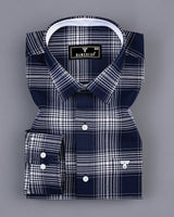 Avola NavyBlue With White Check Oxford Cotton Designer Shirt