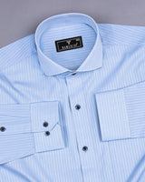 Light SkyBlue Self Stripe Premium Dobby Giza Cotton Shirt