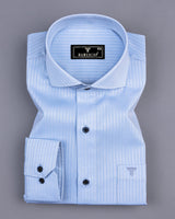 Light SkyBlue Self Stripe Premium Dobby Giza Cotton Shirt