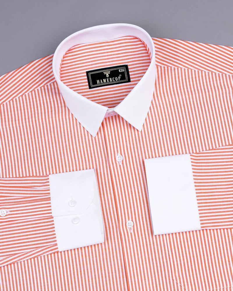 Belladon Orange Bengal Stripe Oxford Cotton Designer Shirt