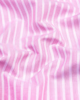 Baby Pink With White Weft Stripe Dobby Cotton Shirt