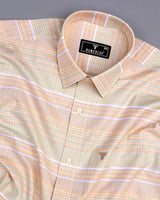 Crest Cream Weft Stripe Oxford Cotton Formal Shirt