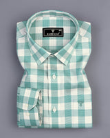 Frog Green With White Check Dobby Cotton Shirt