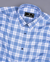 Lactos Blue With White Dobby Check Giza Shirt