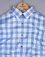 Lactos Blue With White Dobby Check Giza Shirt