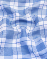 Lactos Blue With White Dobby Check Giza Shirt