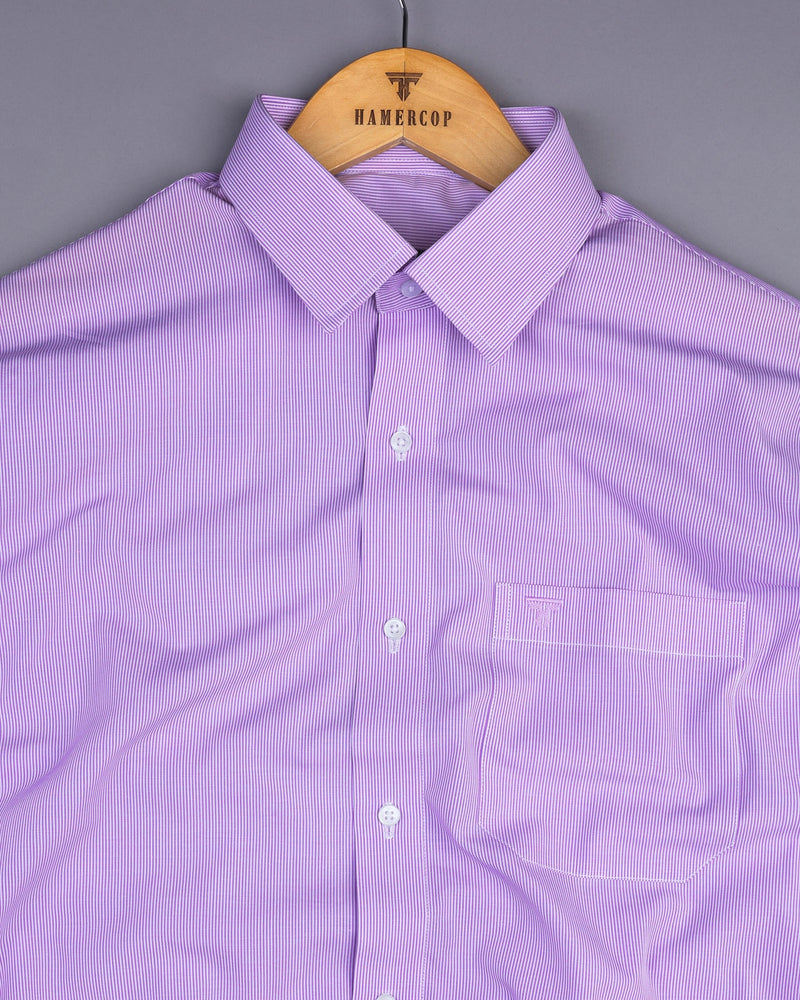 Purple With White Pencil Stripe Formal Cotton Shirt