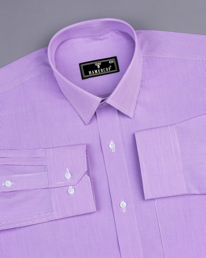 Purple With White Pencil Stripe Formal Cotton Shirt